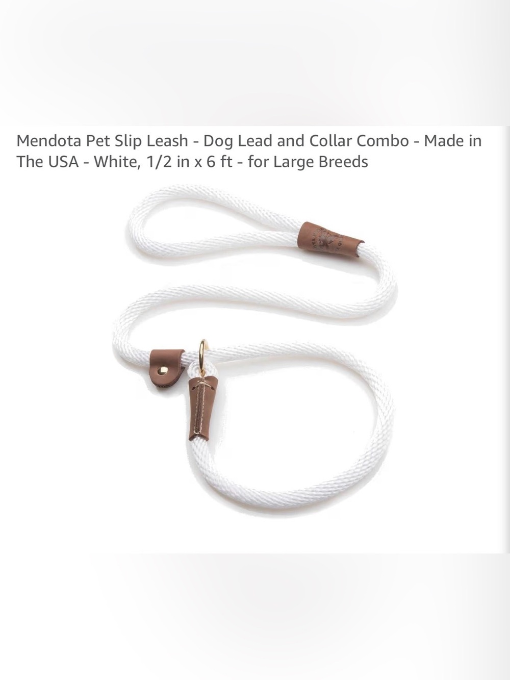 White Dog Slip Leash
